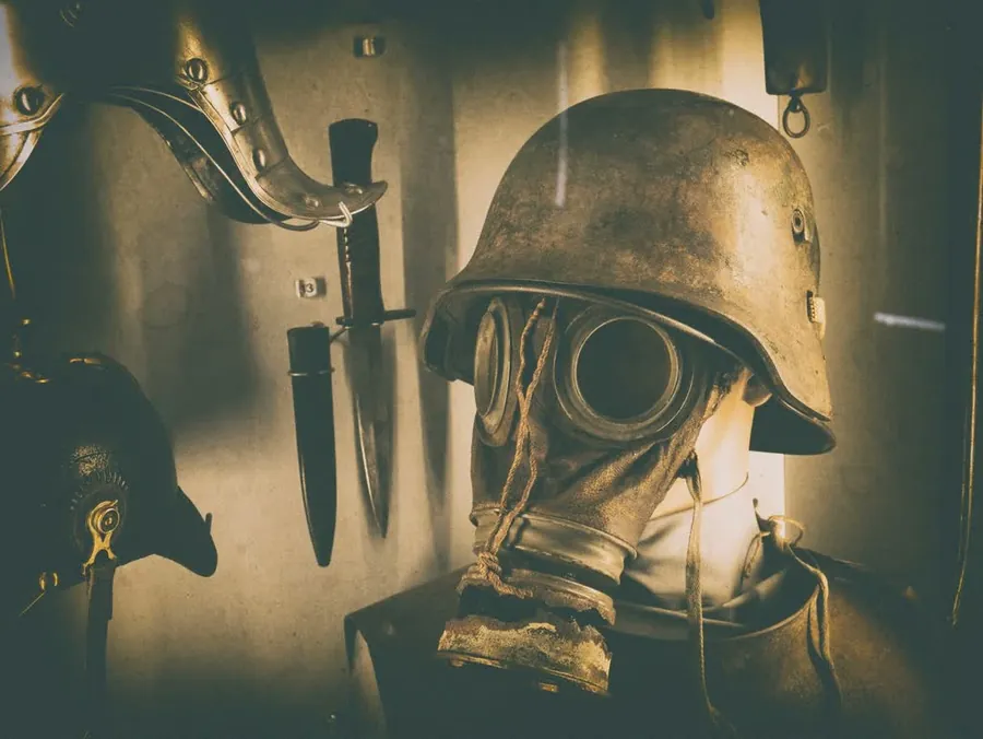 Helmet and gas mask